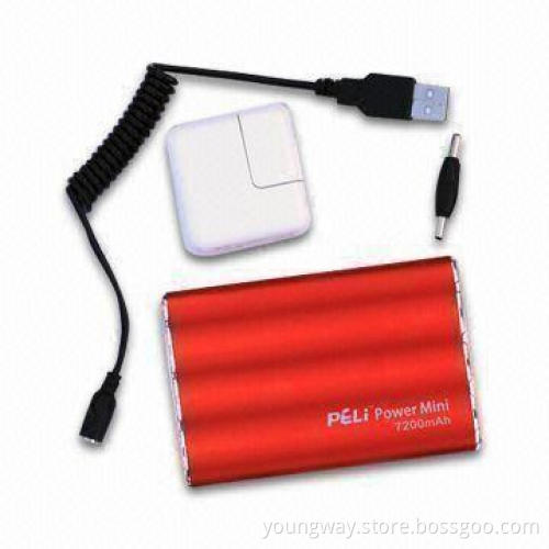 7,200mAh Rechargeable Battery Pack for Most Types of Mobiles, iPhone, iPad and Other Equipments